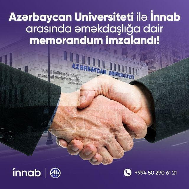 Fevralın 1-də İnnabla Azərbaycan Universiteti arasında əməkdaşlığa dair memorandum imzalandı!💼